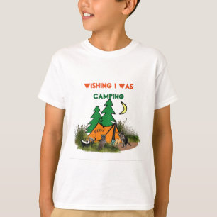 Funny Kinder T-Shirt met Camp Tent and Raccoon