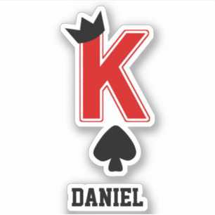 Funny King Letter K Card Crown Symbol Aangepaste n Sticker
