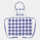 Funny Kiss De Cook Quote Gingham Check Periwinkle Schort (Voorkant)