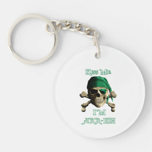 Funny Kiss Me Irish Jolly Roger Pirate Skull Sleutelhanger