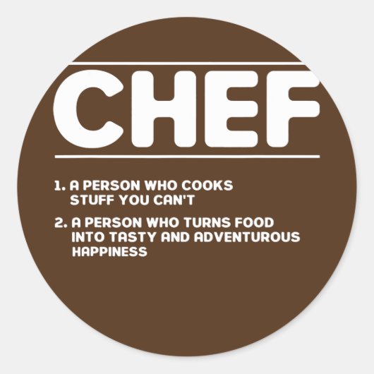 Funny Kitchen Chef Definition Ronde Sticker (Voorkant)