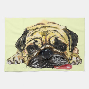 Funny Kitchen Towel met Pug Dog - Uw kleuren Theedoek