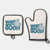 Funny Kitchen Whip It Good Chef Cooking Lover Ovenwant & Pannenlap Set (Voorkant)