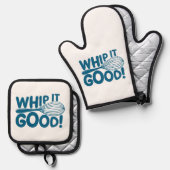 Funny Kitchen Whip It Good Chef Cooking Lover Ovenwant & Pannenlap Set (Voorkant / Achterkant)
