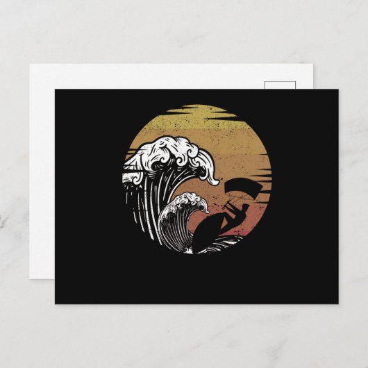 Funny kitesurfing waves windsurfboarding briefkaart (Voorkant / Achterkant)