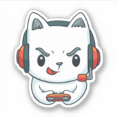 Funny Kitten Gamer Sticker (Voorkant)