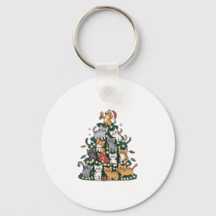 Funny Kitten Kerstboom Kat Huisdier Dierenvriend Sleutelhanger