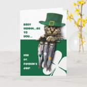 Funny Kitten St. Patrick's Day Wenskaarten Kaart (Gele Bloem)