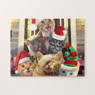Funny kittens op kerstdag legpuzzel