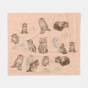 FUNNY KITTY CAT STORIES IN PINK FLEECE DEKEN