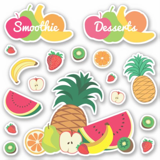 Funny Kleurrijke Vruchten Zomer Gezond Vegetarisch Sticker (Voorkant)