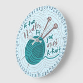 Funny Knitter Cute Yarn Needles Grote Klok (Hoek)