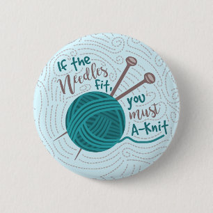 Funny Knitter Yarn Needles Humor Ronde Button 5,7 Cm