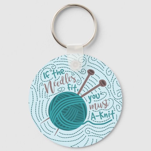 Funny Knitter Yarn Needles Humor Sleutelhanger (Voorkant)