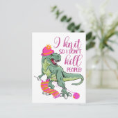 Funny Knitting Quote Dinosaur Briefkaart (Staand voorkant)