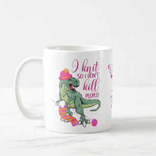 Funny Knitting Quote Dinosaur Koffiemok