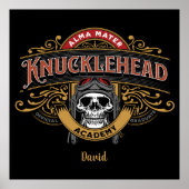 Funny  Knucklehead Academy Skull Poster (Voorkant)
