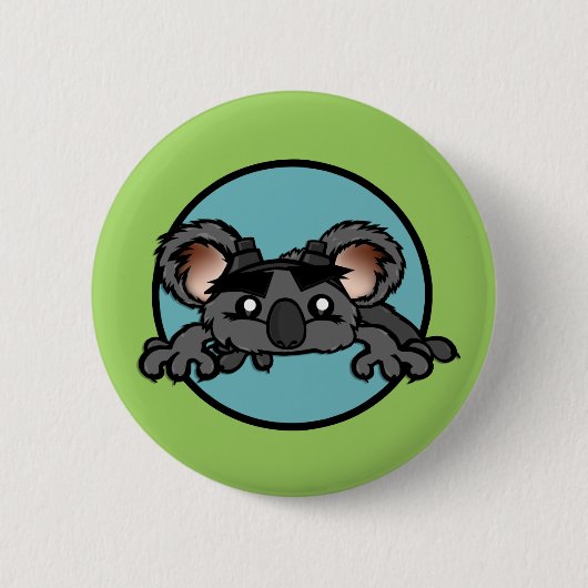FUNNY KOALA BEER ROUND PIN BACK BUTTON (Voorkant)