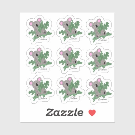 Funny Koala Holding Monstera Planten Sticker (Vel)