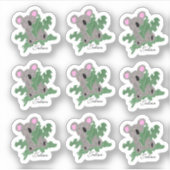 Funny Koala Holding Monstera Planten Sticker (Voorkant)