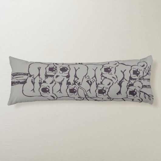 Funny Koalas Klibing Tree Illustratie grijs Lichaamskussen (Voorkant)