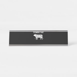 Funny Koe Bbq Pit Master Gift Bureau Naambordje