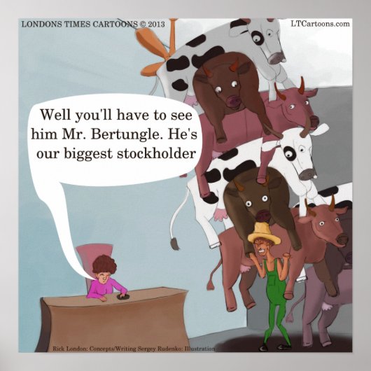 Funny Koe Cartoon op Unisex Watch Poster (Voorkant)