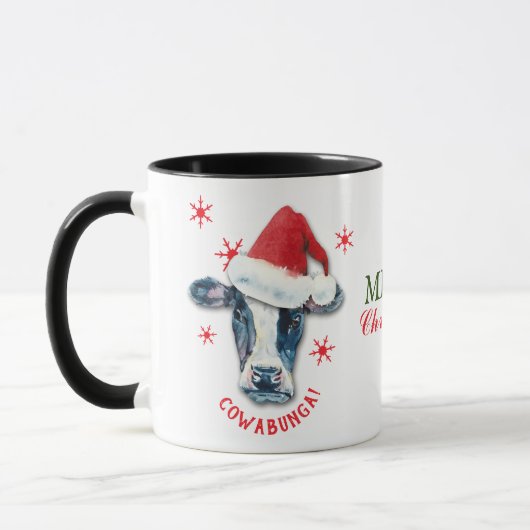 Funny Koe Cowabunga kerstkoffie Mok (Links)