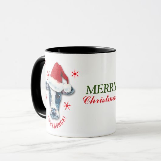 Funny Koe Cowabunga kerstkoffie Mok (Voorkant links)