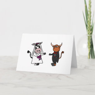 Funny Koe en Bull Wedding Kaart