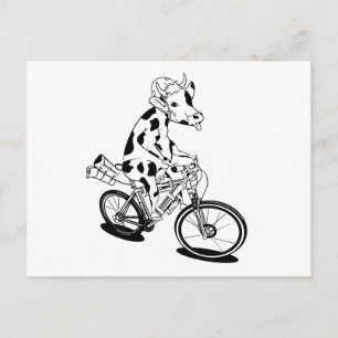 Funny koe fietst briefkaart