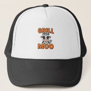 Funny Koe Grill En Loen Vintage T-Shirt Ontwerp_1 Trucker Pet