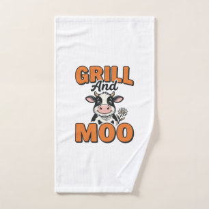 Funny Koe Grill En Loew Vintage T-Shirt Ontwerp_1 Handdoek