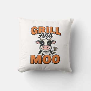 Funny Koe Grill En Loew Vintage T-Shirt Ontwerp_1 Kussen