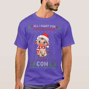 Funny Koe houdt van Cute Koe Santa Hat Ugly Kerstm T-shirt