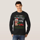 Funny Koe houdt van Cute Koe Santa Hat Ugly Kerstm T-shirt (Voorkant volledig)