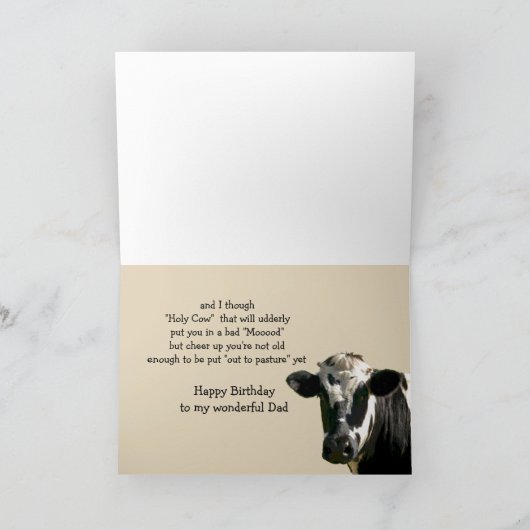 Funny Koe Humor Pap Birthday Laughs Kaart (Binnen)