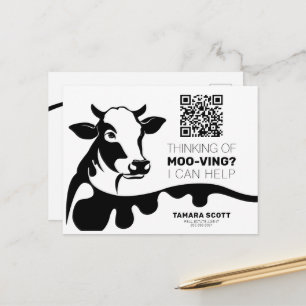 FUNNY KOE MOO-VING REAL ESTATE MAILER KAART