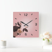 Funny koe vierkante klok (Huis)