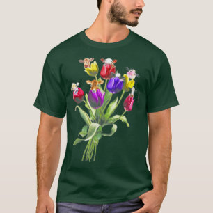 Funny Koeien Tulip Flower Spring Tree Hippie T-shirt