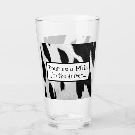 Funny Koeienhuid Designated Driver Milk Glas (Voorkant)