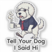 Funny Komondor Dog Business Suit Coffee  Sticker (Voorkant)