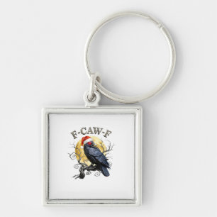 Funny Kraai F-Caw-F Vogel Gotische Kerstman Hoed Sleutelhanger