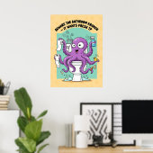 Funny Kraken Bathroom Poster (Thuiskantoor)