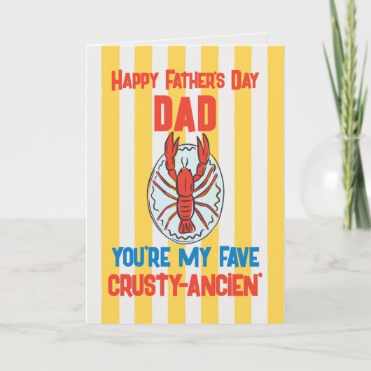 Funny Kreeft Amalfi Gele Streep Vaderdag Kaart (Voorkant)