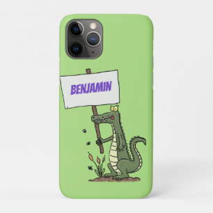 Funny krokodillenuitlijker met gebarentaal cartoon iPhone 11 pro hoesje