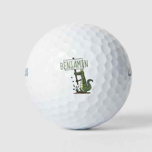 Funny krokodillenuitlijker met gebarentaal cartoon golfballen (Voorkant)