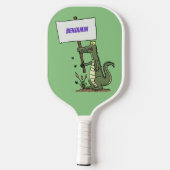 Funny krokodillenuitlijker met gebarentaal cartoon pickleball paddle (Achterkant)
