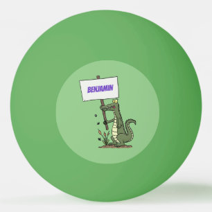 Funny krokodillenuitlijker met gebarentaal cartoon pingpongballen