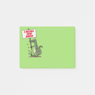 Funny krokodillenuitlijker met gebarentaal cartoon post-it® notes